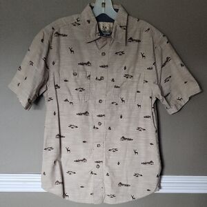 Outdoor Life Tan Seas Patterned Casual Shirt Size Small